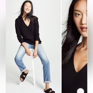 Theory / Adrianna black 100% Cashmere V-Neck Sweater classic small S